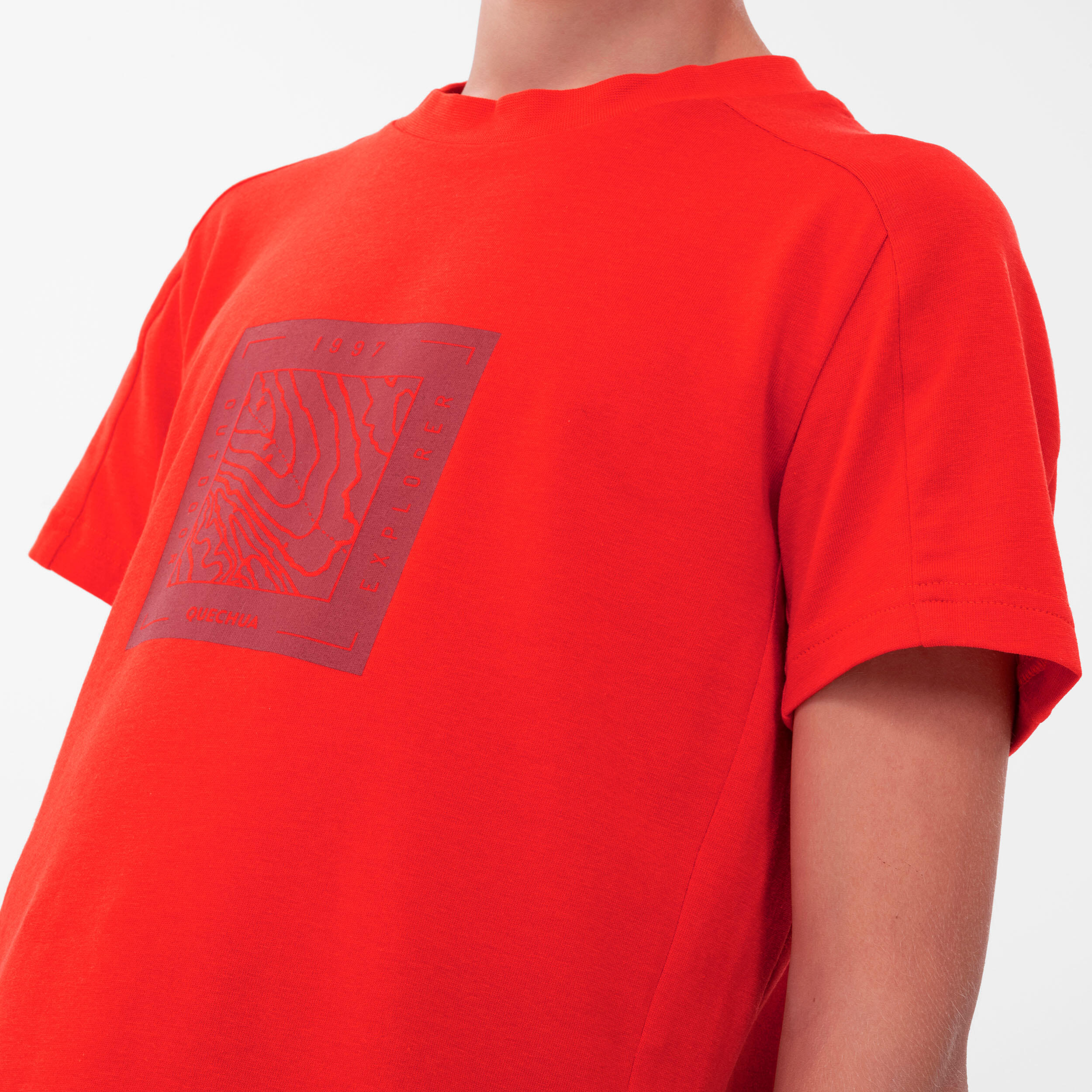 Kids' Hiking T-Shirt - MH100 Aged 7-15 - Red 5/6