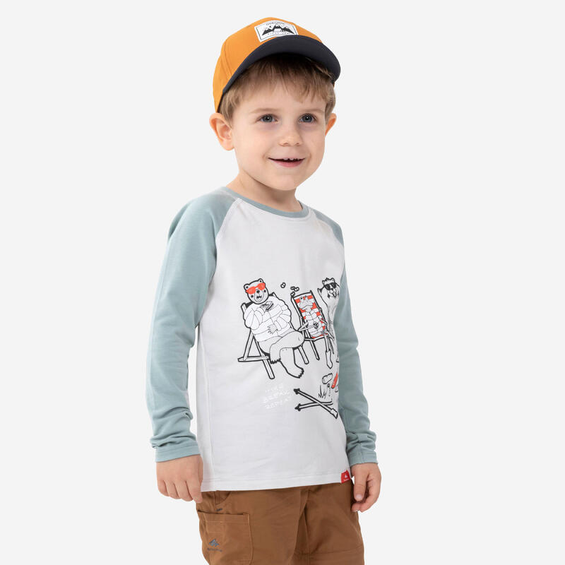 Camiseta de montaña y trekking protección solar Niños 2-6 años Quechua beige