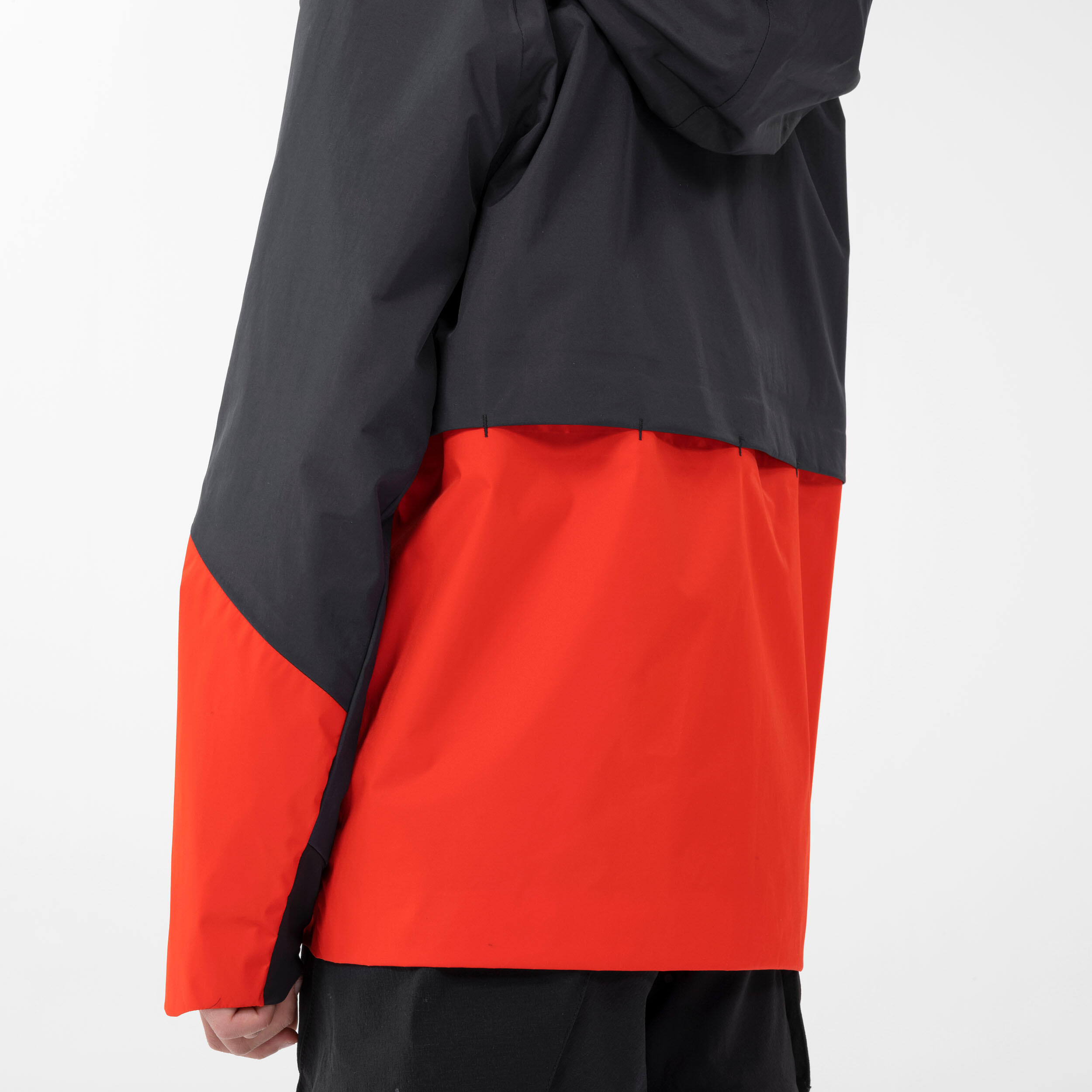 QUECHUA Detská turistická nepremokavá bunda MH500 7-15 rokov sivo-červená 14-15 r (160-166 cm) · záber 7