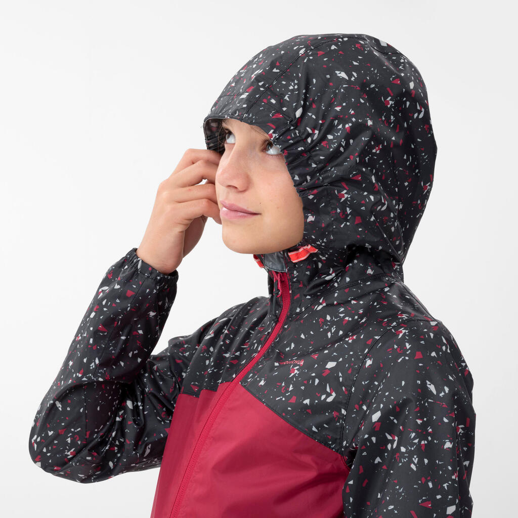 Kids’ Waterproof Hiking Jacket - MH150 Aged 7-15 - Burgundy