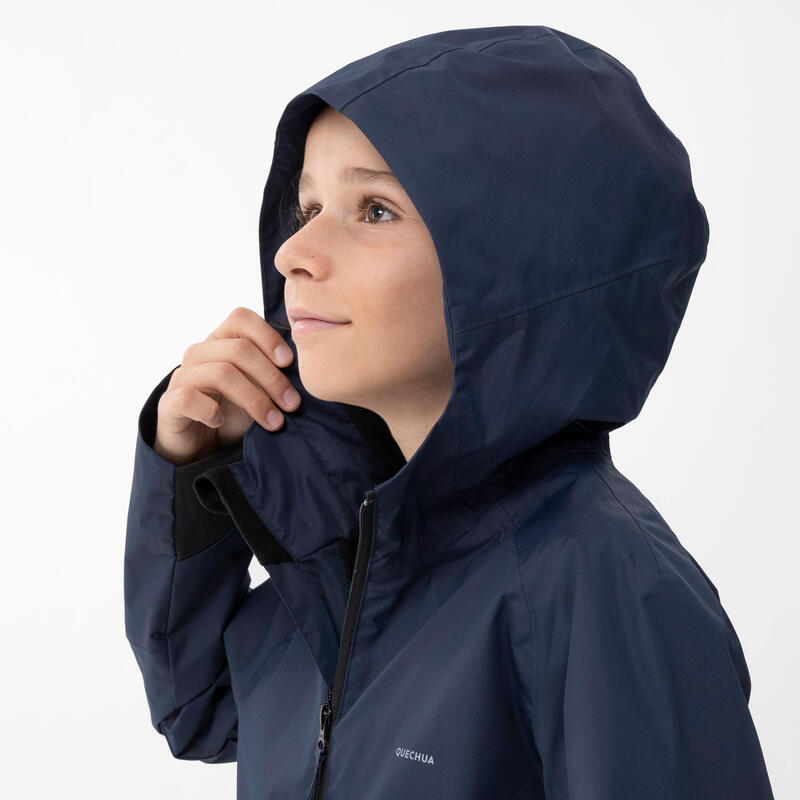 Regenjas voor wandelen MH500 marineblauw kinderen 7-15 jaar