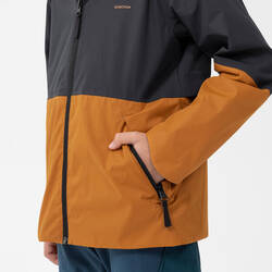 Kids’ Waterproof Hiking Jacket - MH500 Aged 7-15 - Grey and Ochre