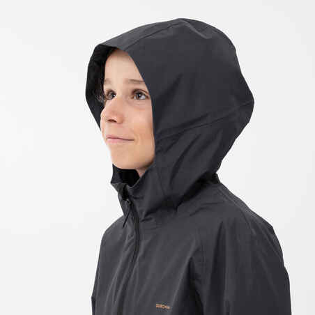 Kids’ Waterproof Hiking Jacket - MH500 Aged 7-15 - Grey and Ochre