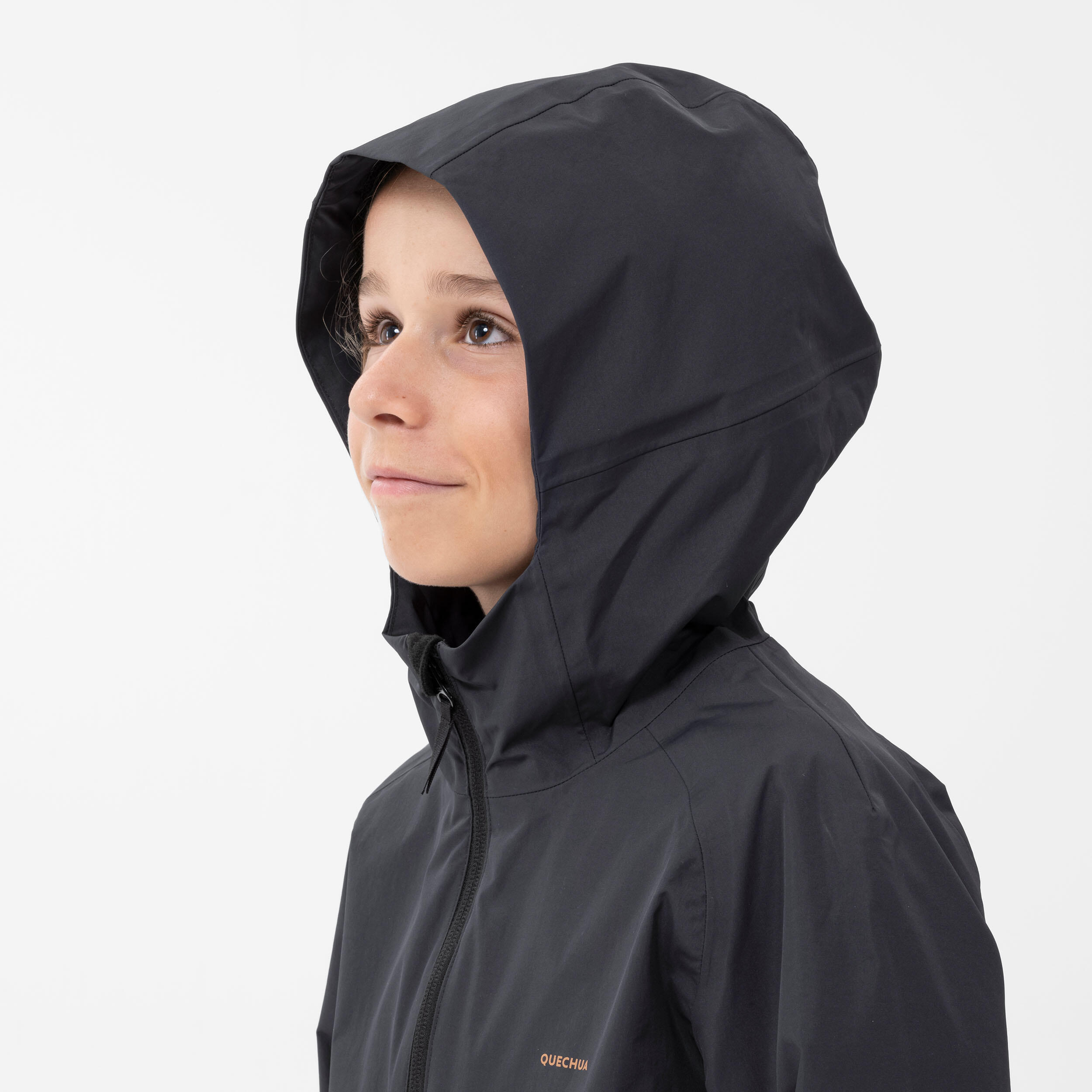 Kids’ Waterproof Hiking Jacket - MH500 Aged 7-15 - Grey and Ochre 5/9