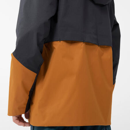 Куртка MH500 для туризму водонепроникна для дітей 7-15 років сіра/охриста