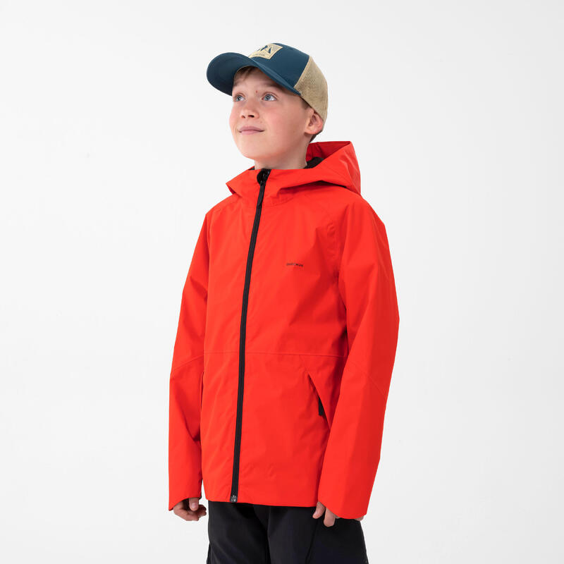 Gyerek kabát túrázáshoz MH500, vízhatlan, 7-15 éveseknek, piros