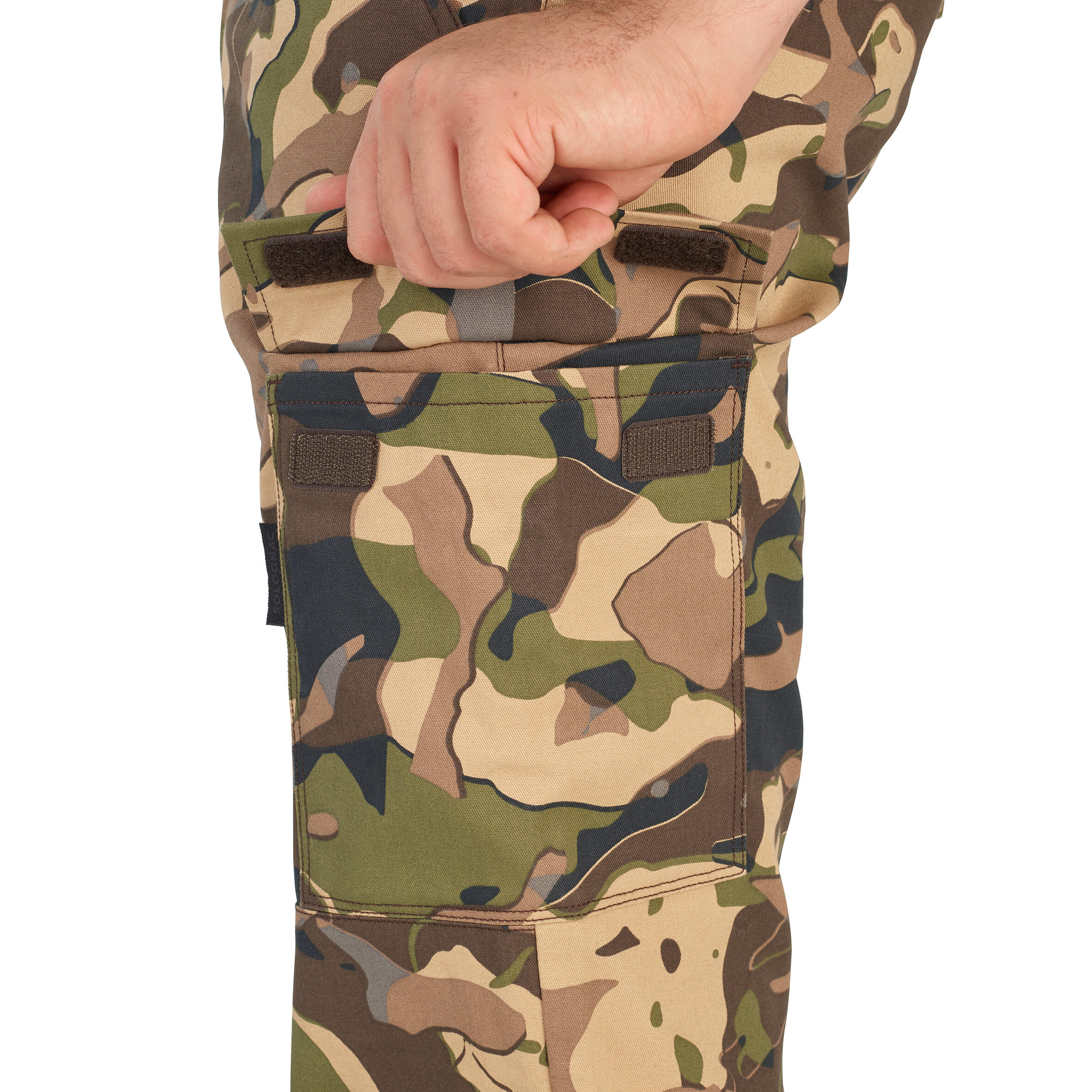 Men’s Regular Trousers - Steppe 300 Woodland Camo Brown 14/18
