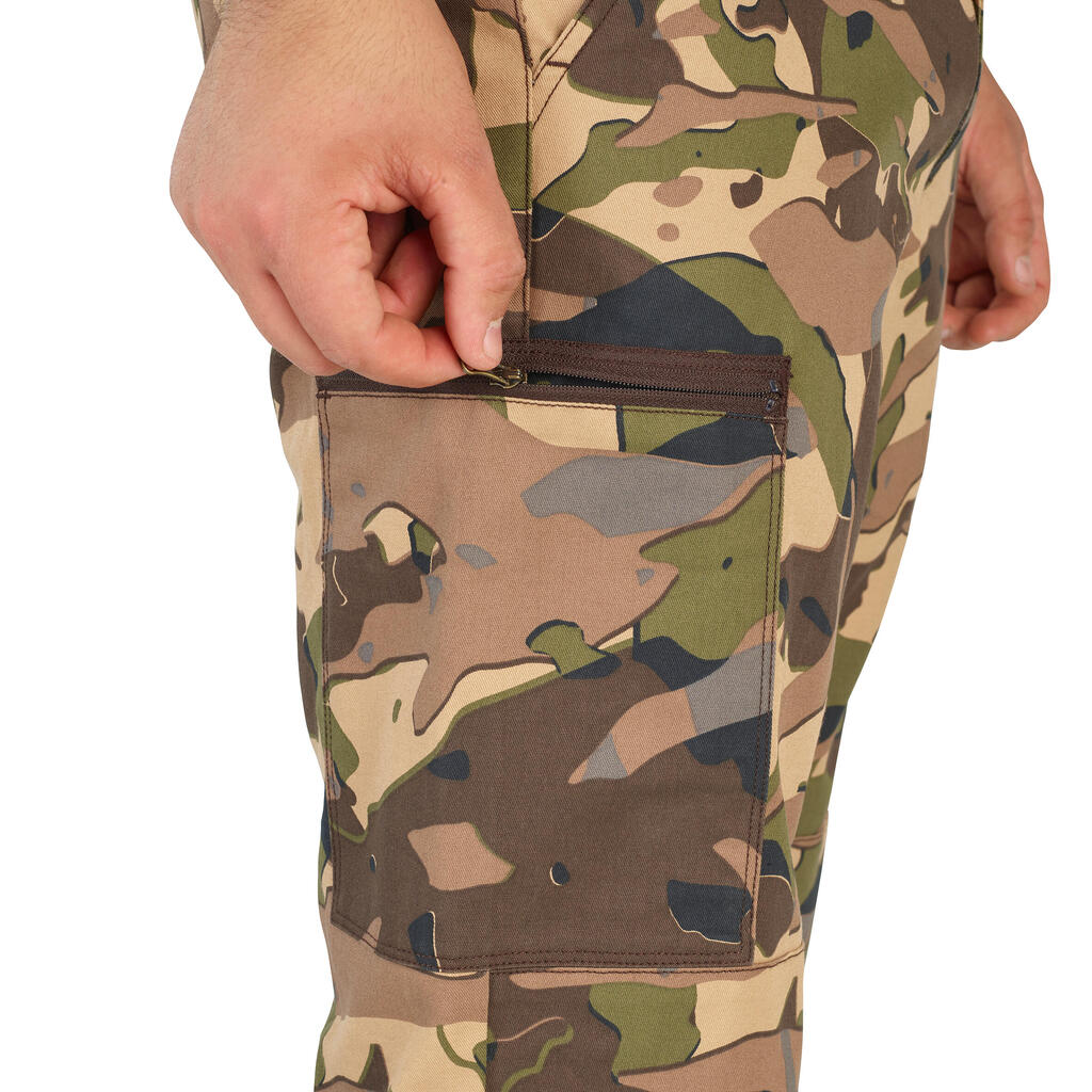 ROBUST CARGO TROUSERS STEPPE 300 CAMOUFLAGE WOODLAND GREY