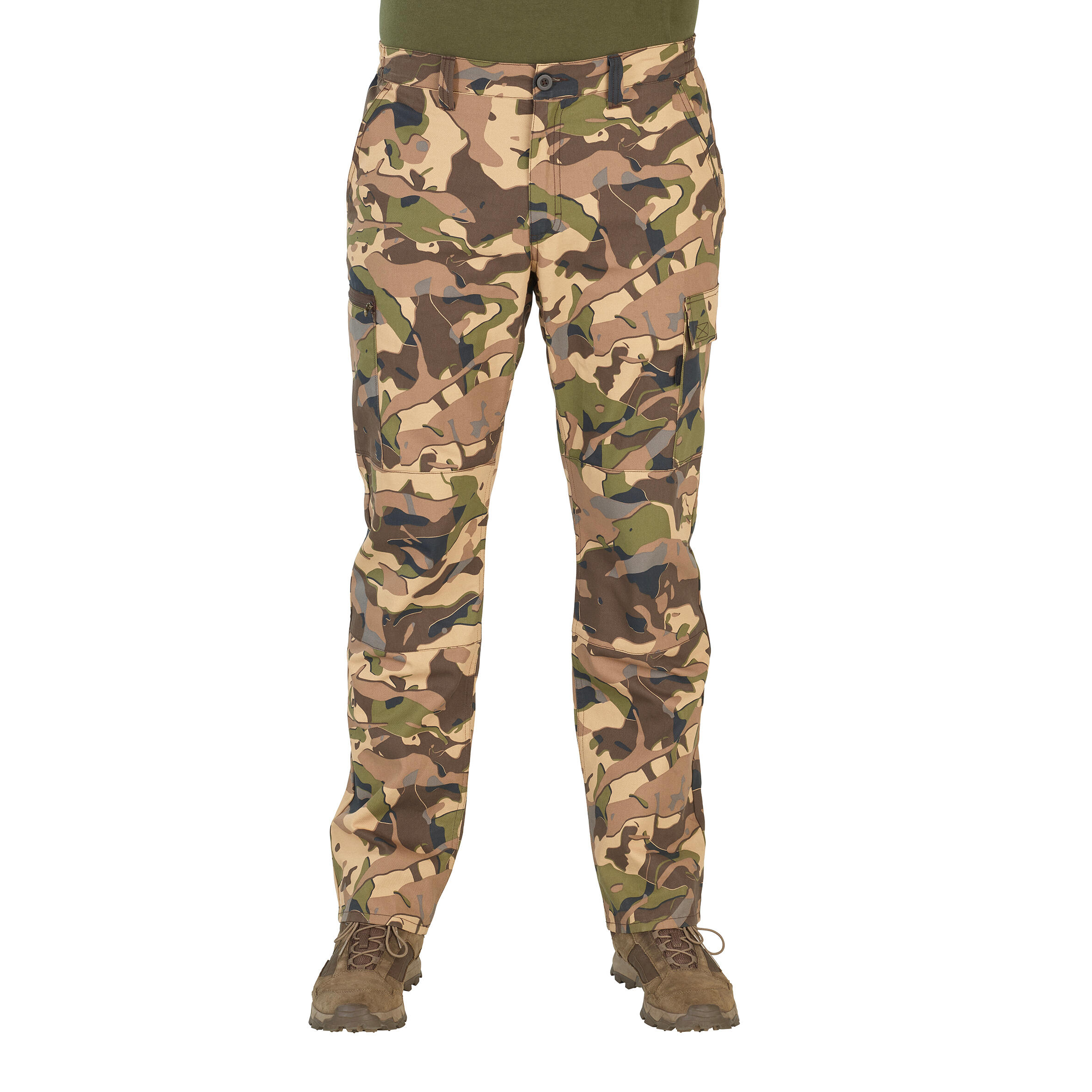 Men’s Regular Trousers - Steppe 300 Woodland Camo Brown 4/14