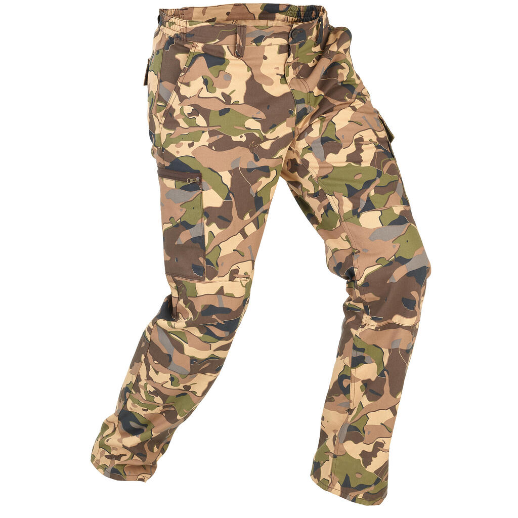 ROBUST CARGO TROUSERS STEPPE 300 CAMOUFLAGE WOODLAND GREY