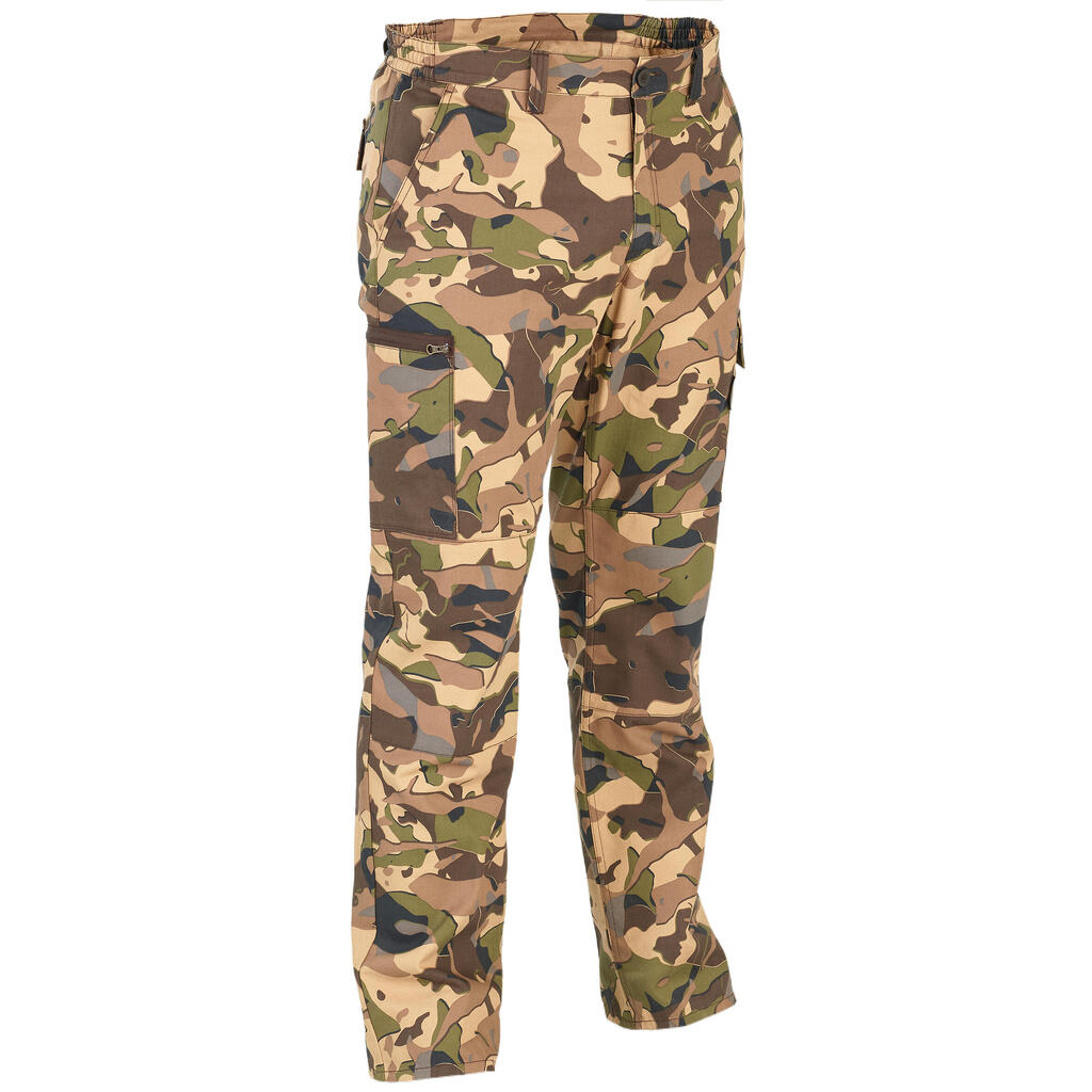 Men’s Regular Trousers - Steppe 300 Woodland Camo Brown