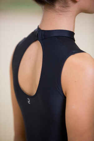 Rhythmic Gymnastics Sleeveless Leotard - Black Rhinestones