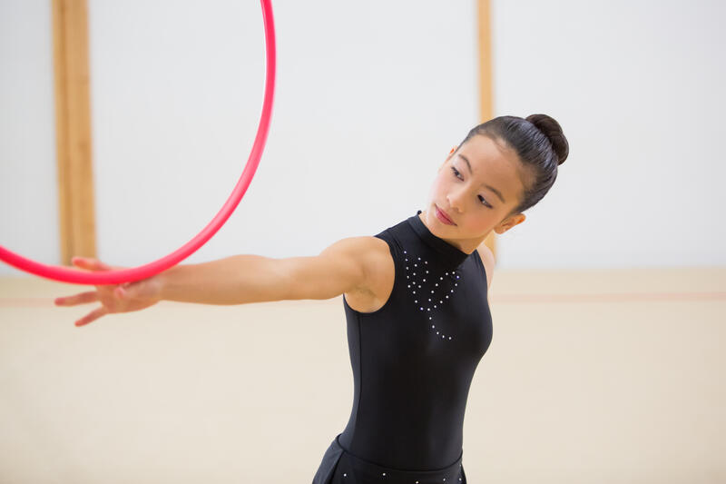 Body ginnastica ritmica nero con strass