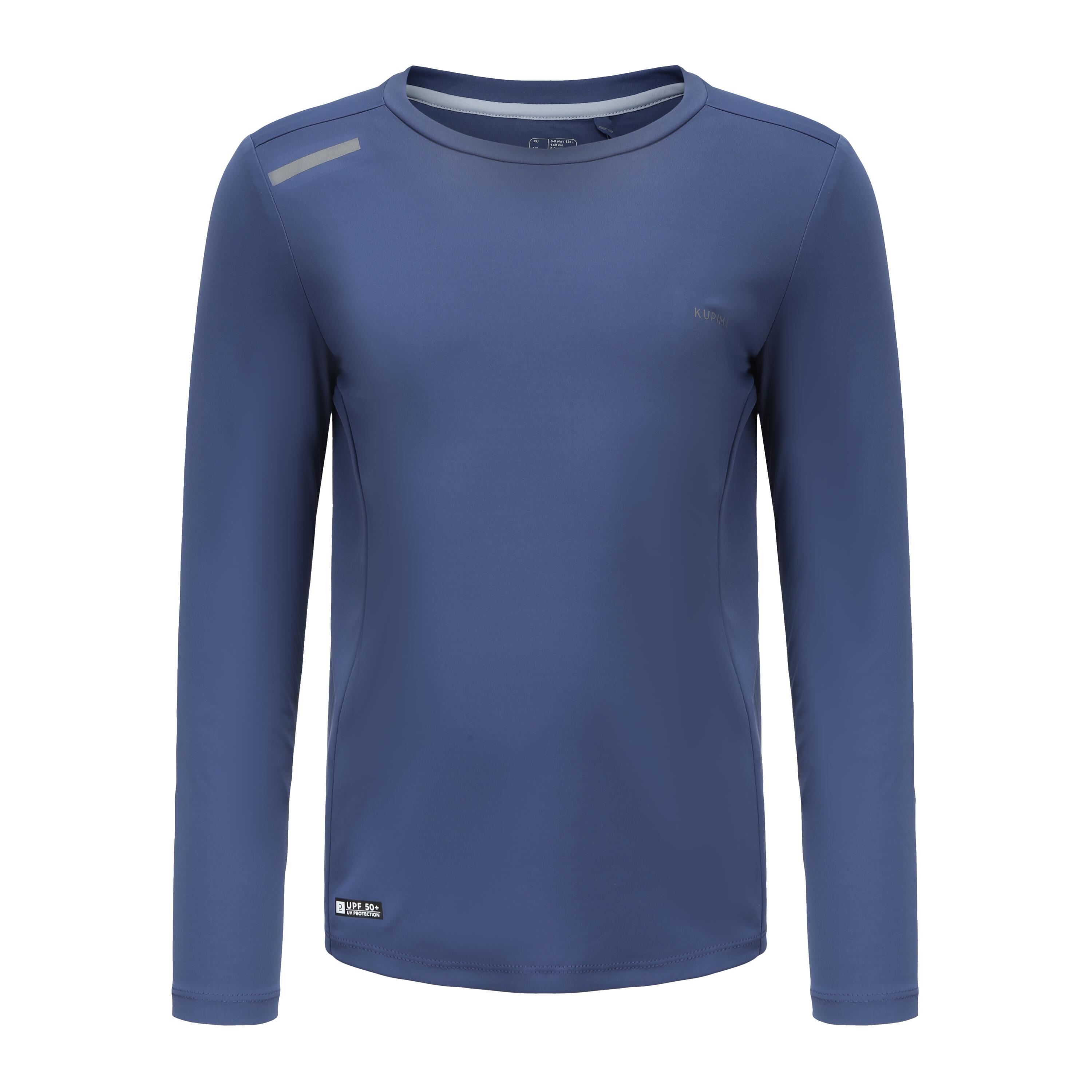 Decathlon Kids Running Long-Sleeved T-Shirt Kalenji At 300 Uv Protect - Grey Blue