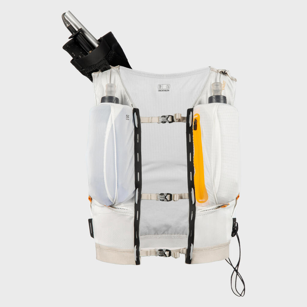 GILET D' HYDRATATION TRAIL MIXTE 5L PORTE FLASQUES BLANC ORANGE