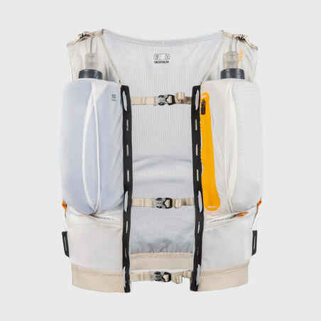 Unisex Trail Running Hydration Vest and Bottle Holder - white orange