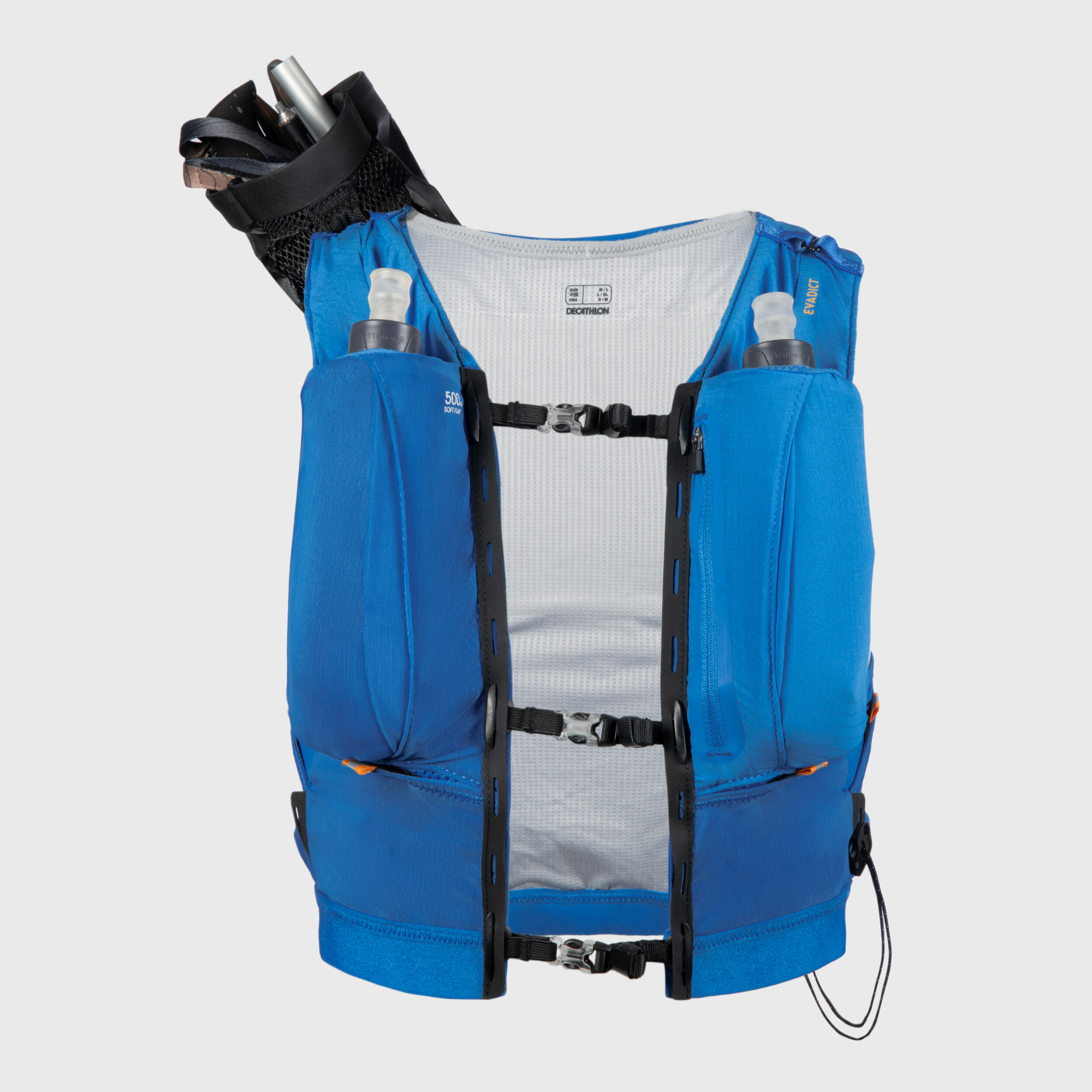 Unisex Trail Running Hydration Vest 5L Flask Holder - blue orange -  Decathlon