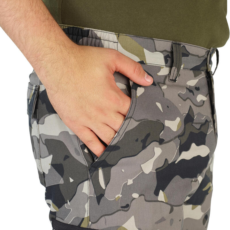 Pantalón Cargo Hombre Solognac Steppe 300 Camuflaje  Woodland Gris Resistente