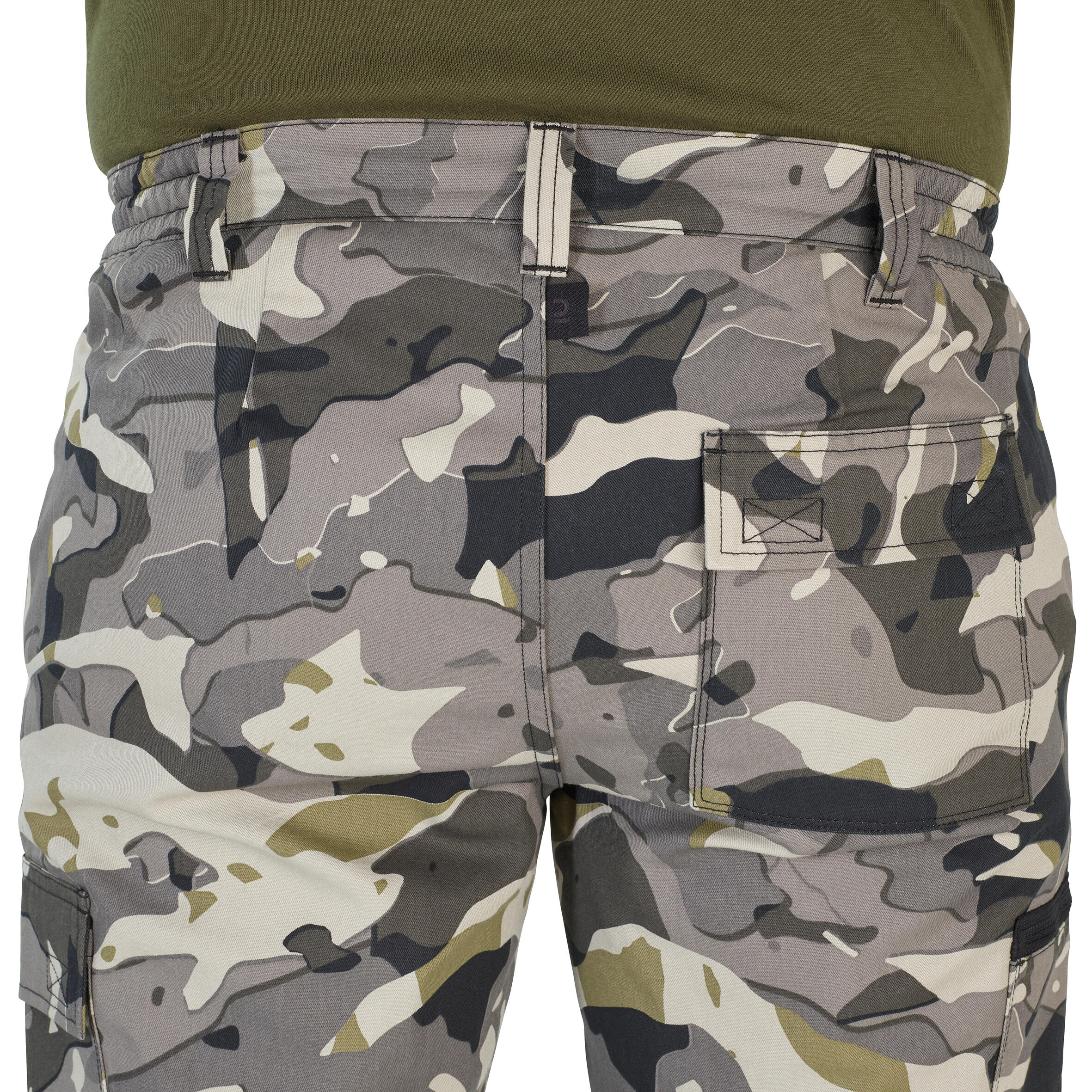 Pantalón Cargo Hombre Solognac Steppe 300 Camuflaje  Woodland Gris Resistente 7/28
