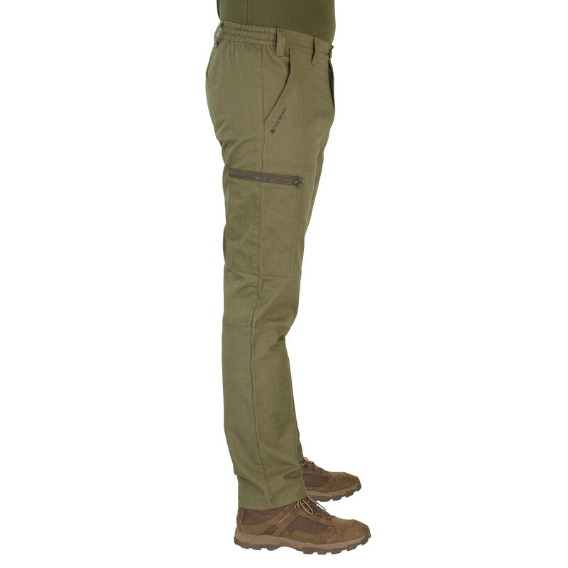 Pantalón De Caza Hombre Solognac Steppe 100 Verde Resistente Multibolsillo