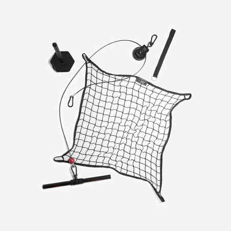 Weight Training Pulley Station With Pull Bar, Weights Holder and Net