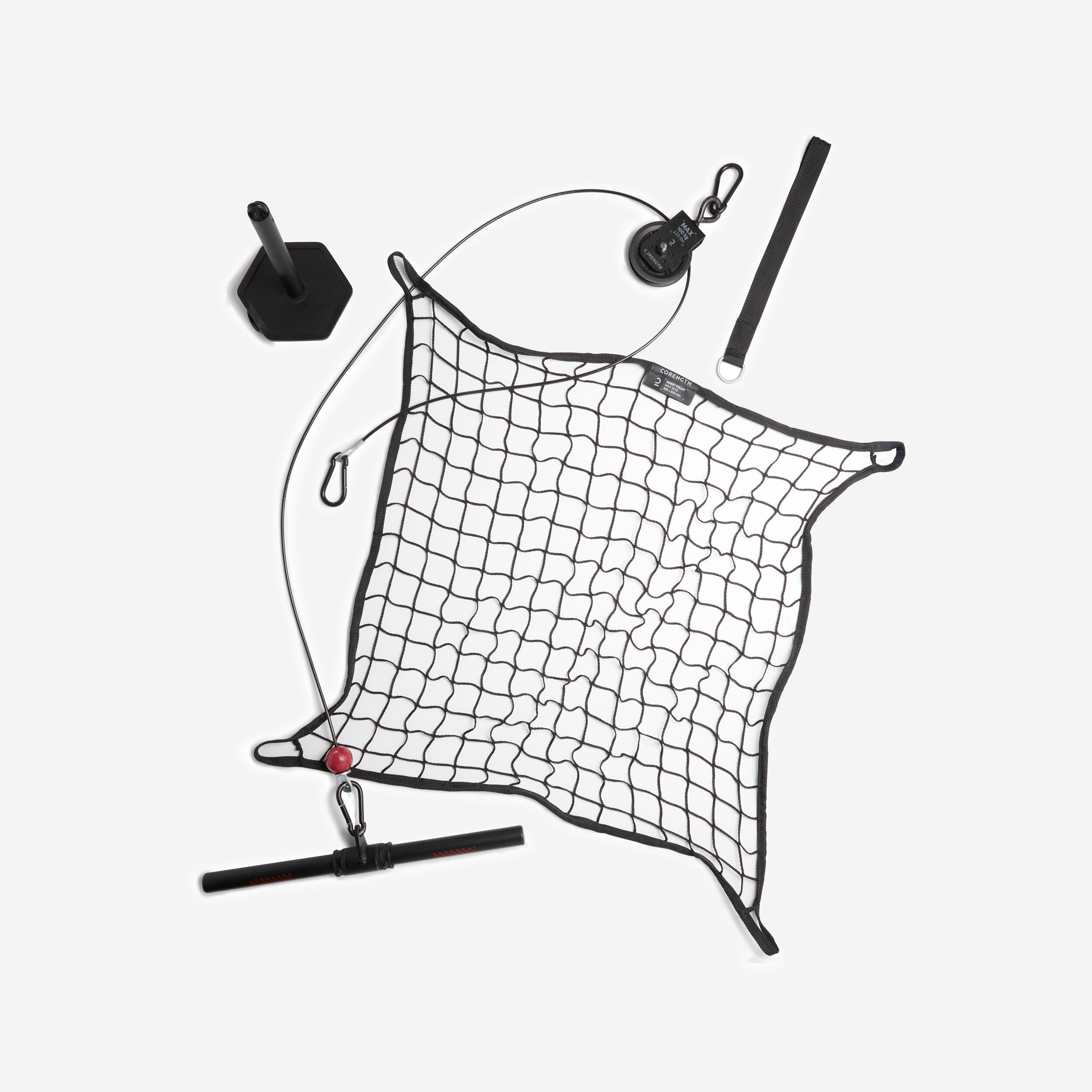 CORENGTH Weight Training Pulley Station With Pull Bar, Weights Holder and Net