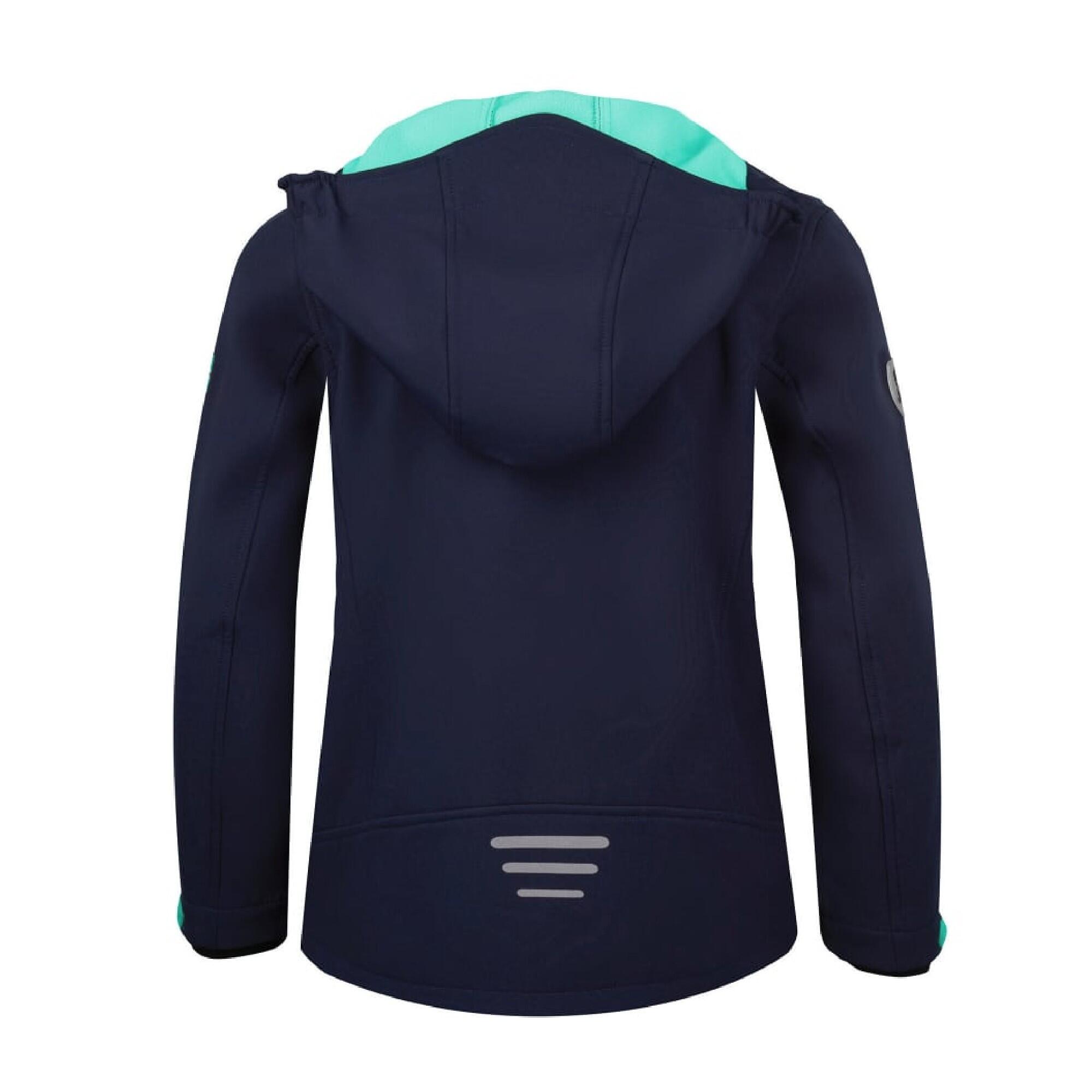 VESTE SOFTSHELL IMPERMEABLE DE RANDONNÉE JUNIOR - TROLLFJORD BLEU/MENTHE 2/2