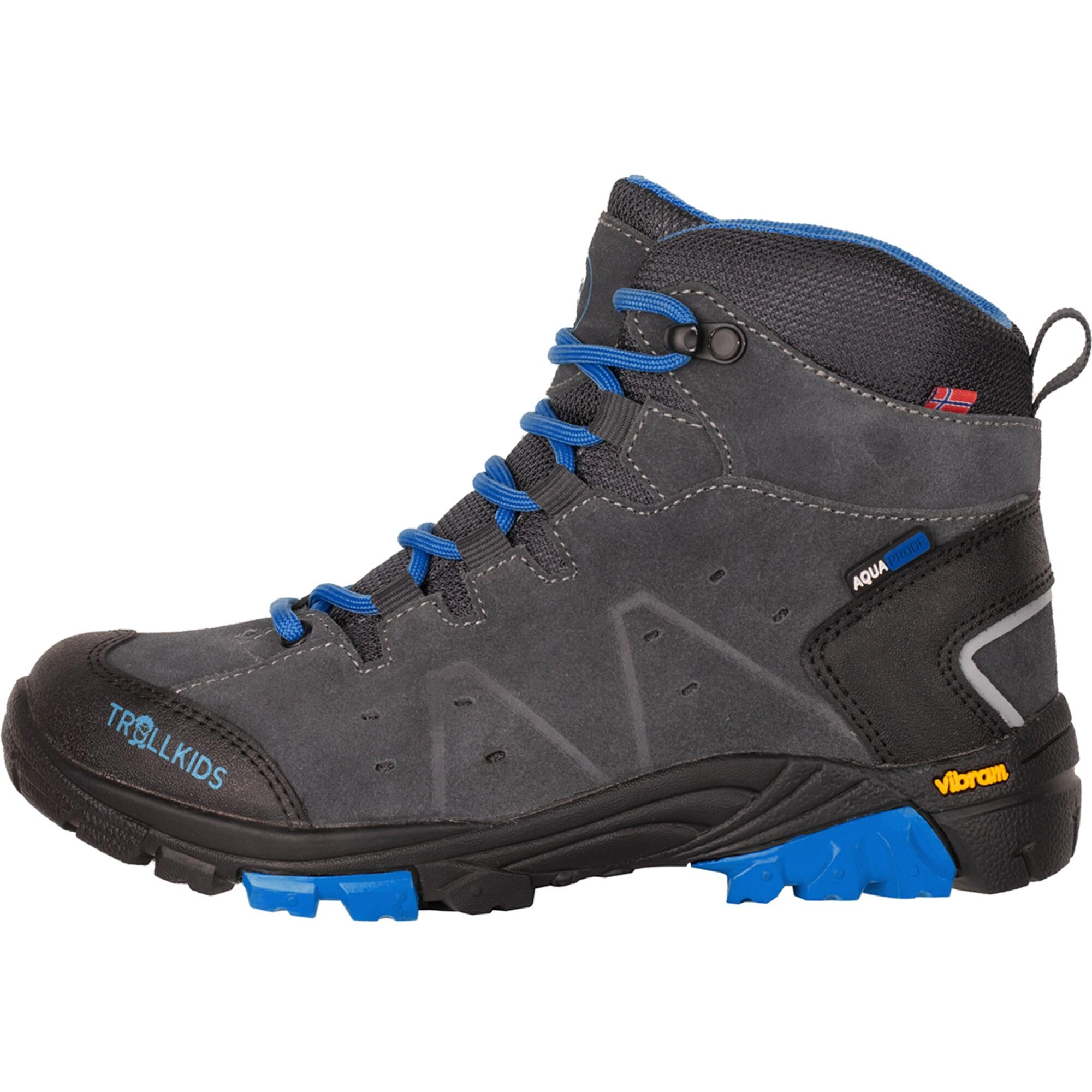 WATERPROOF HIKING BOOTS FOR BOYS - TROLLSTEINEN HIKER MID GREY/BLUE