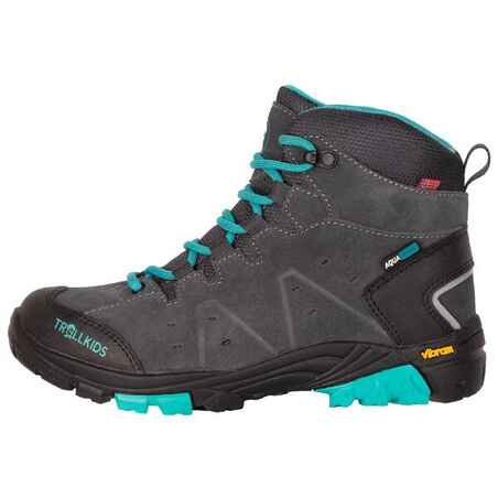 GIRL’S WATERPROOF HIKING BOOTS - TROLLSTEINEN HIKER MID GREY/BLUE