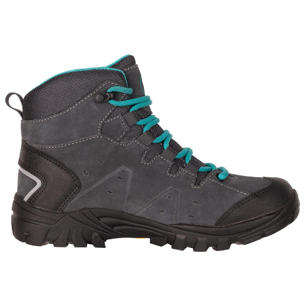 GIRL’S WATERPROOF HIKING BOOTS - TROLLSTEINEN HIKER MID GREY/BLUE