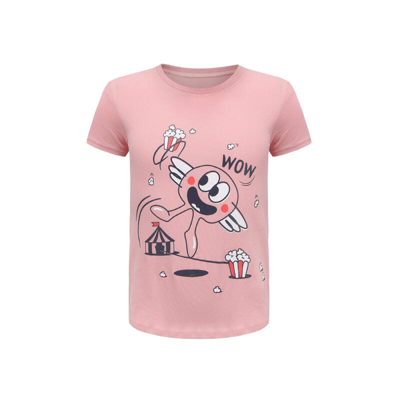 兒童嬰幼兒體能活動基本款 T 恤 - 粉色印花