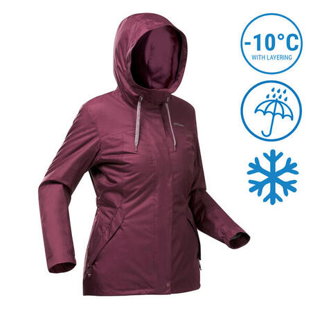 Куртка теплая водонепроницаемая походная -10°C женская SH100 X-WARM