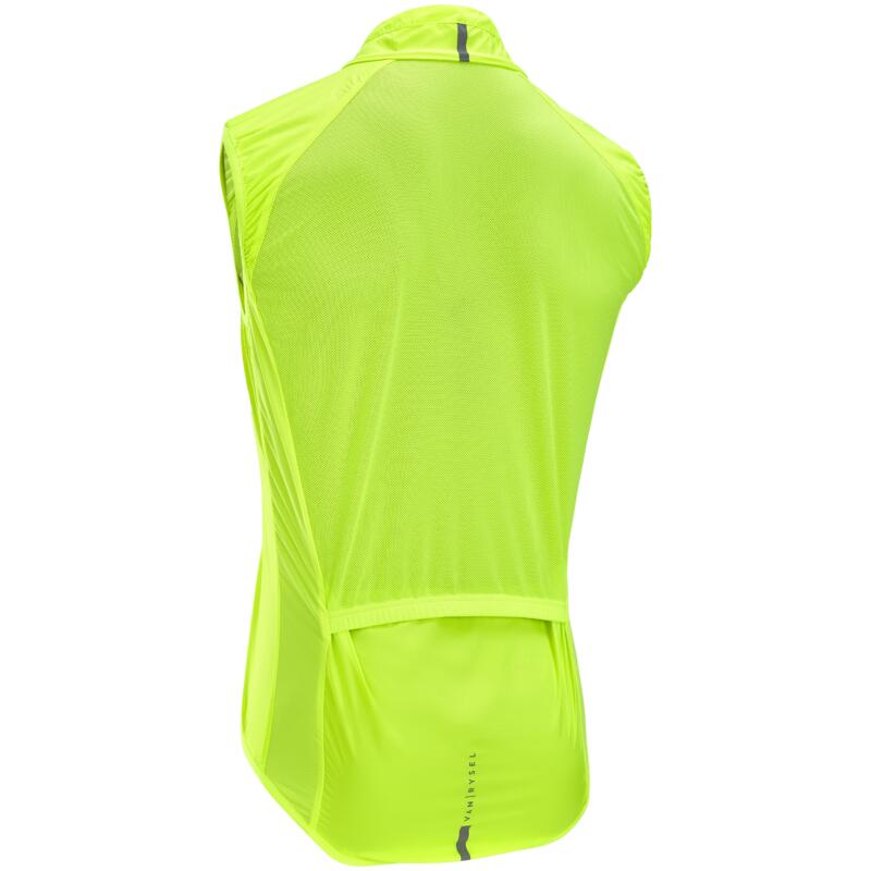 Chaleco ciclismo carretera cortavientos hombre Racer Ultra-light amarillo