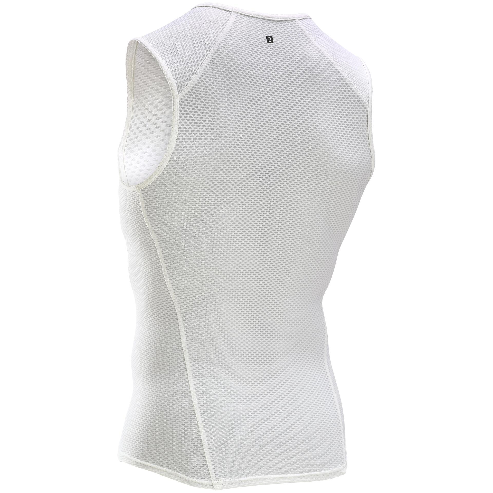 Men Road Cycling Sleeveless Base Layer Van Rysel Training Summer White