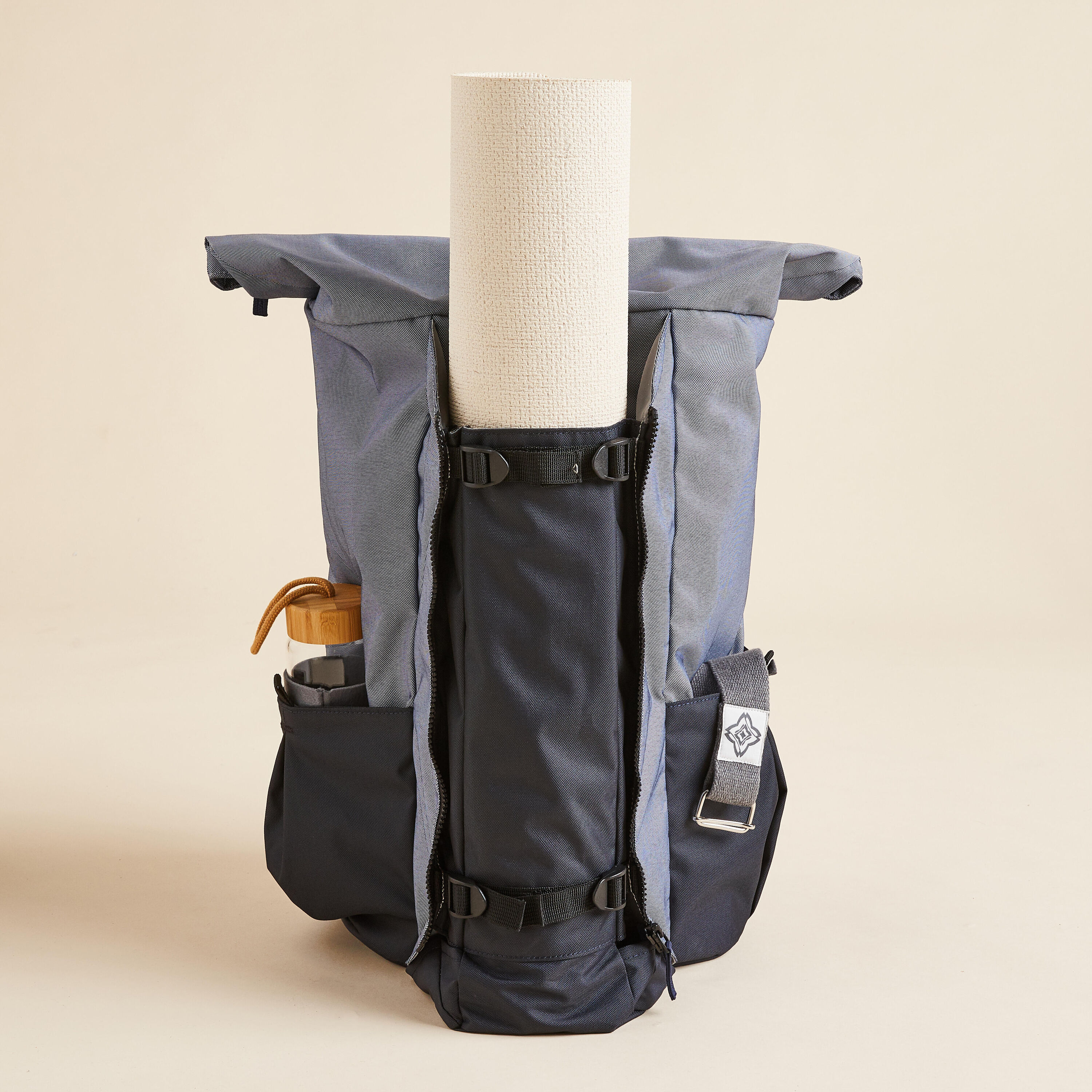 KIMJALY Yoga Mat Backpack - Blue/Grey