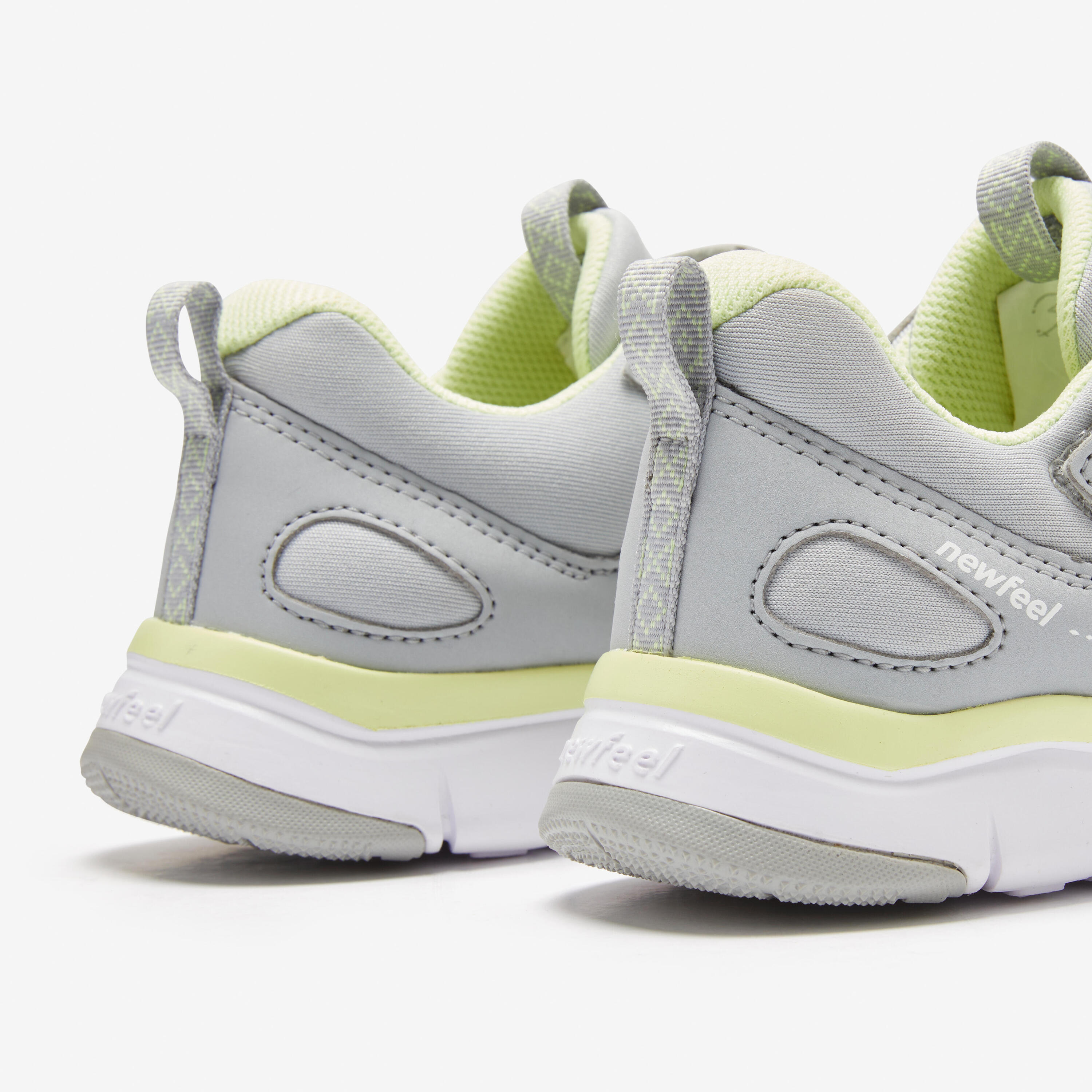 Kids' lightweight and breathable rip-tab trainers, grey/yellow 8/11