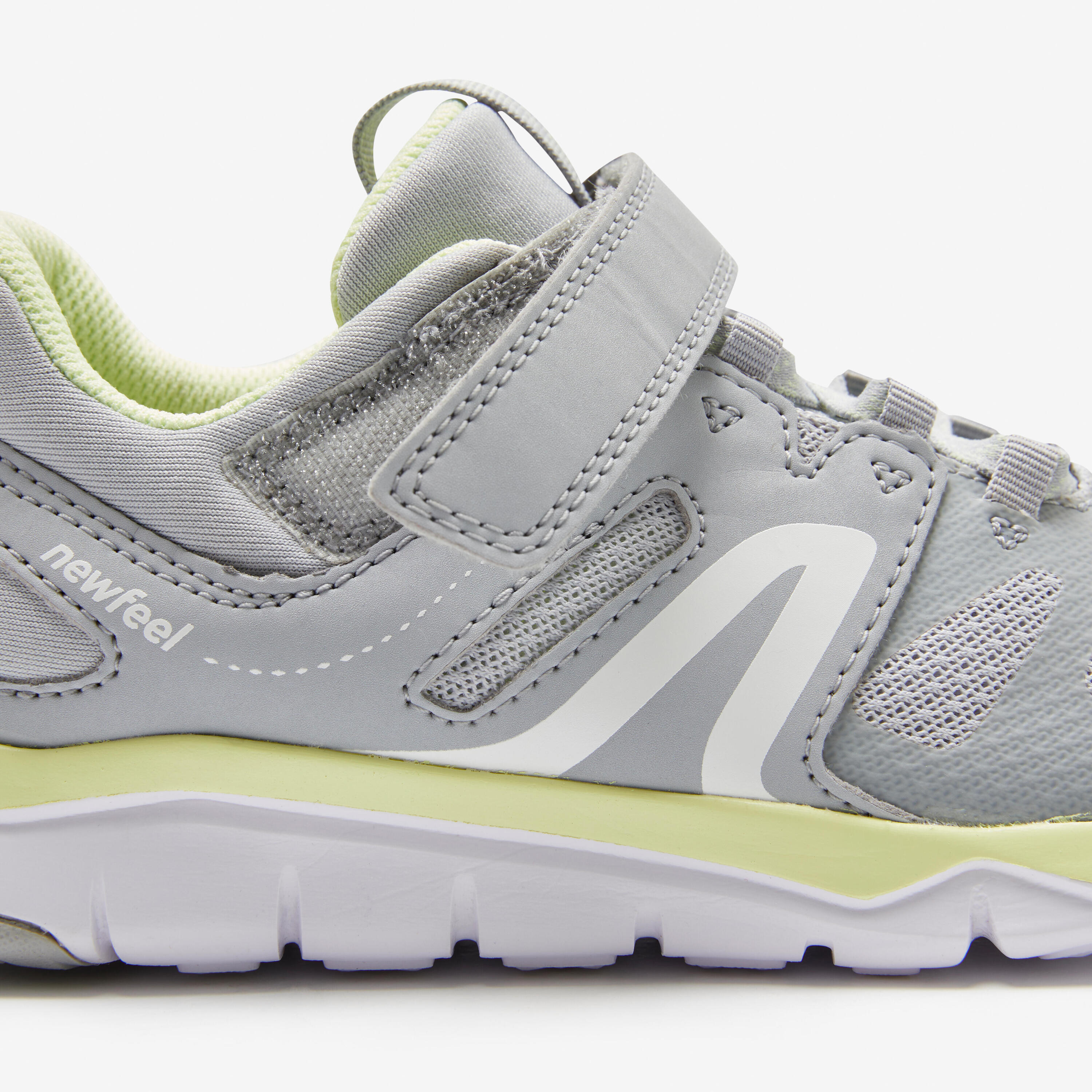 Kids' lightweight and breathable rip-tab trainers, grey/yellow 6/11