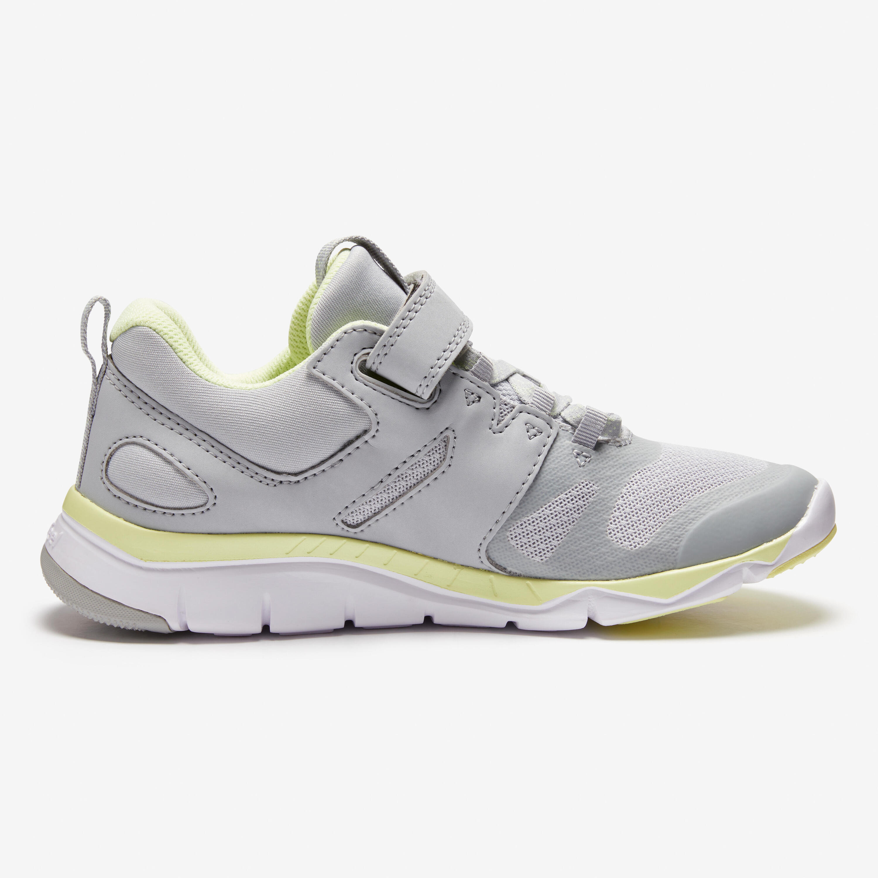 Kids' lightweight and breathable rip-tab trainers, grey/yellow 4/11