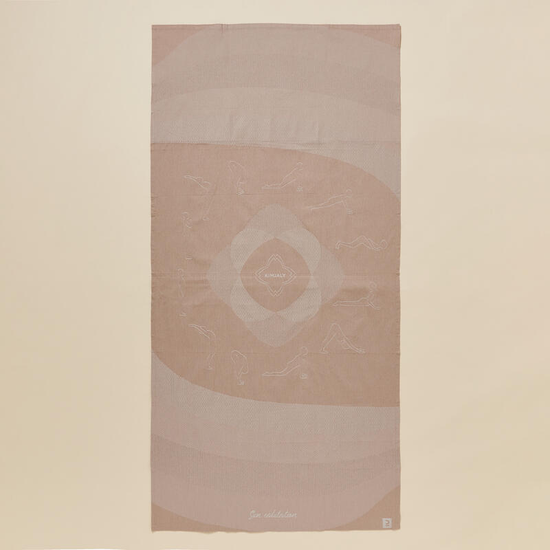 200 x 100cm Recycled Yoga Futah Towel - Sun Salutations/Beige