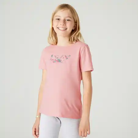 Kids' Basic Cotton T-Shirt - Pink Print