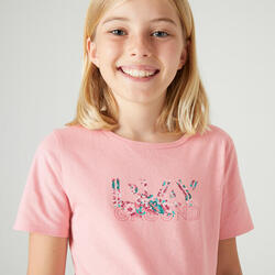 T-shirt enfant coton basique rose imprimé