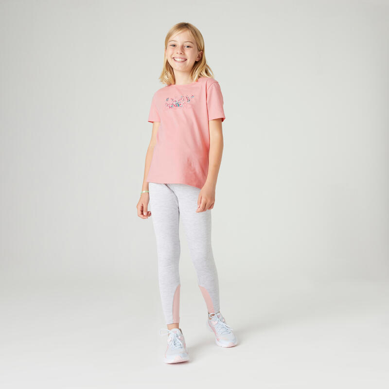 T-Shirt Basic Baumwolle Kinder rosa mit Print