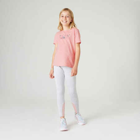 T-shirt bomull 100 Junior rosa med tryck