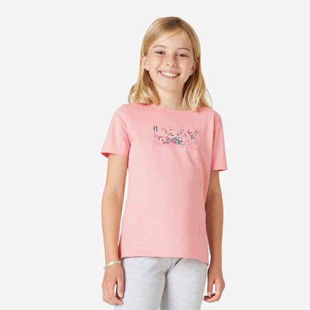 Kids' Basic Cotton T-Shirt - Pink Print