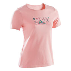 Basic T-shirt voor kinderen katoen roze met opdruk