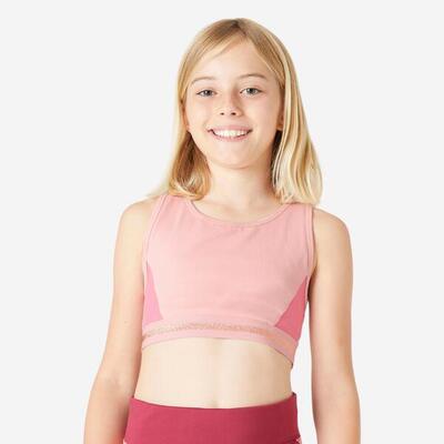 Top bambina ginnastica misto cotone rosa