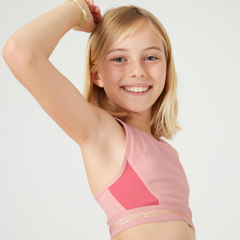 Dívčí bavlněný sportovní top růžový