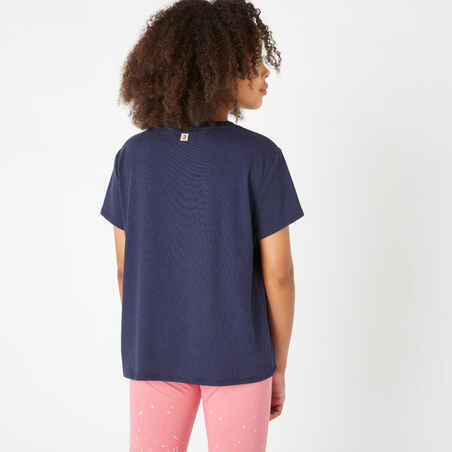 Girls' Cotton T-Shirt - Navy