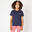 Camiseta gimnasia deportiva manga corta algodón Niños Domyos 500 azul marino