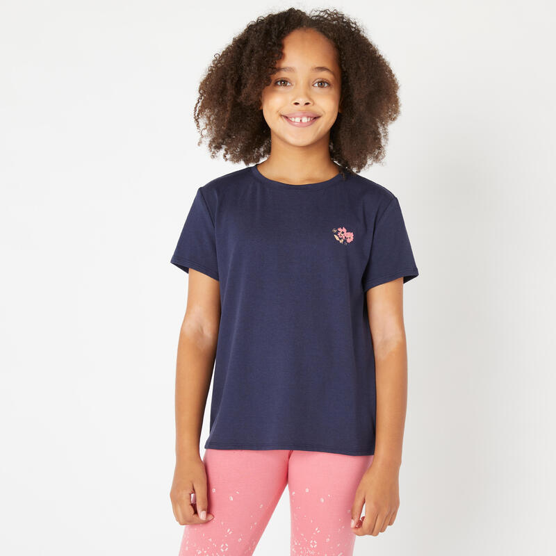 T-shirt voor meisjes katoen marineblauw